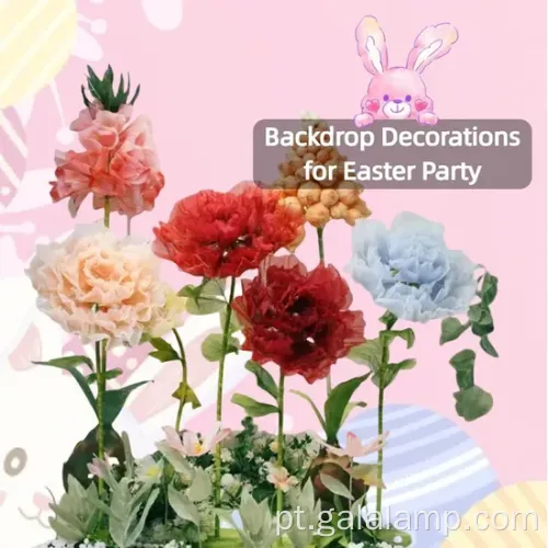 Decoração floral de peônia rosa encantadora com luz